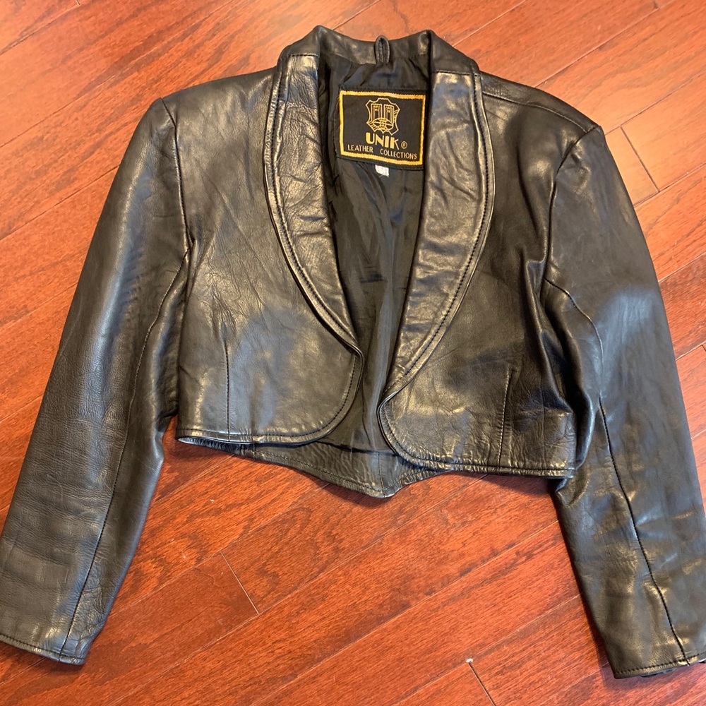 Vintage Genuine Leather Crop Jacket